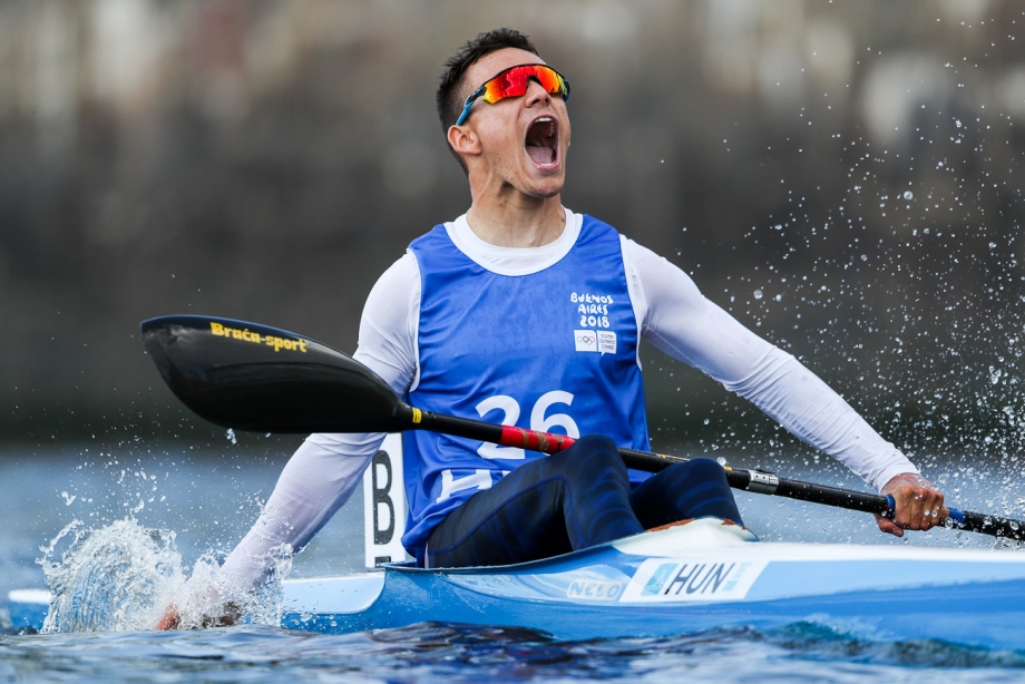 Hungary <a href='/webservice/athleteprofile/84277' data-id='84277' target='_blank' class='athlete-link'>Adam Kiss</a> kayak gold Youth Olympic Games 2018