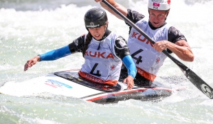 2018 ICF Canoe Slalom World Cup 3 Augsburg Germany Aleksandra Stach - Marcin Pochwala POL