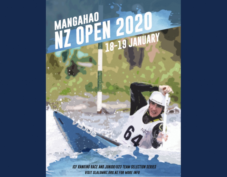 2020 NZ Open Canoe Slalom poster