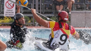 germany men passing spain defending icf canoe polo world games 2017