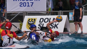 spain men passing against france icf canoe polo world games 2017