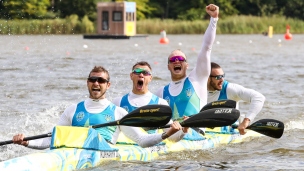 2021 ICF Sprint &amp;amp; Paracanoe World Championships Copenhagen Oleh KUKHARYK, Dmytro DANYLENKO, Igor TRUNOV, Ivan SEMYKIN