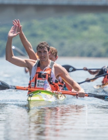 South Africa Andy Birkett Hank McGregor Dusi Marathon finish.