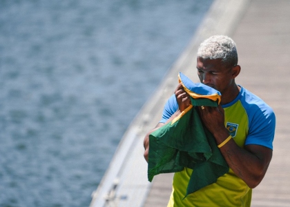 Isaquias Guimaraes Queiroz Brazil flagbearer  Paris 2024 Olympic Games Opening Ceremony   