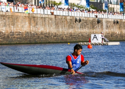 Mauritius Terence Saramandif Youth Olympic Games 2018 with crowd