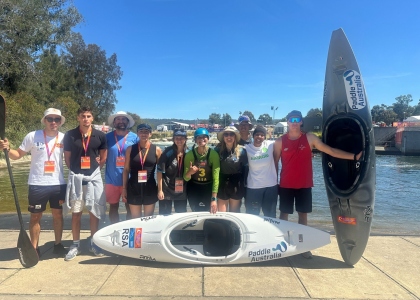 Development camp paddlers make the most of new kayak cross boats Development camp Sydney 2025 new boats Waris Mills South Africa kayak cross