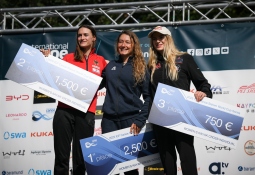 Camille Prigent won the overall women's kayak cross individual crown Camille Prigent Kayak Cross overall Augsburg 2025 podium
