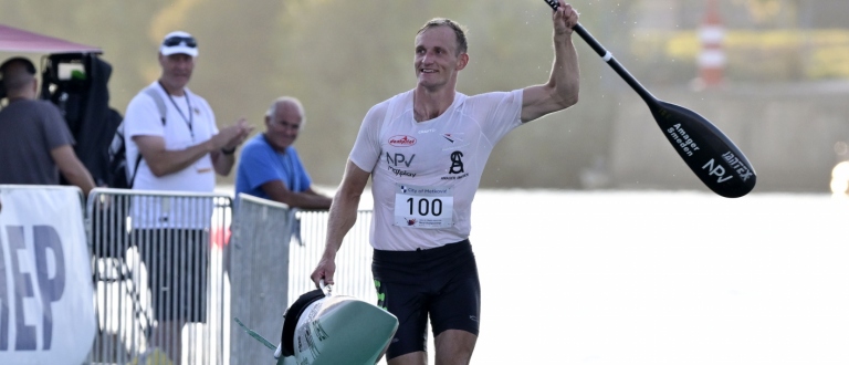Mads Pedersen Denmark canoe marathon Metkovic 2024 celebrating