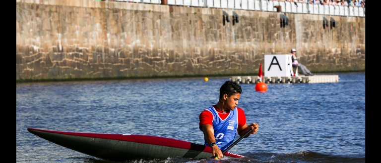 Mauritius Terence Saramandif Youth Olympic Games 2018 with crowd