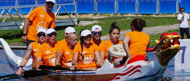 Demonstration of Dragon Boat at Olympic Games Paris 2024 