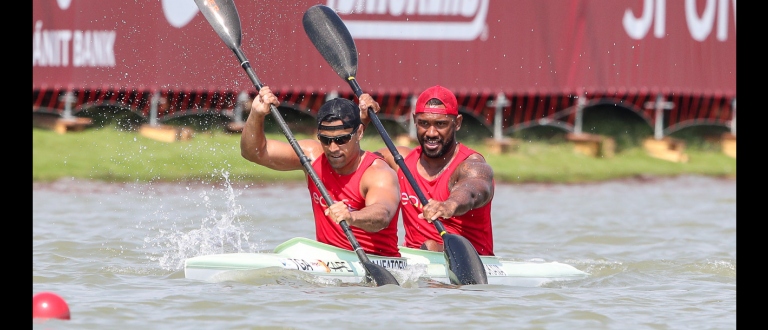 Tonga Pita Taufatofua and Malakai Ahokava K2 500 Szeged 2019