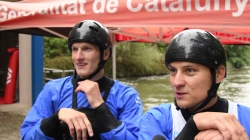 Jonas Kaspar and Marek Sindler after semi-final #ICFslalom 2017 Canoe World Cup Final La Seu