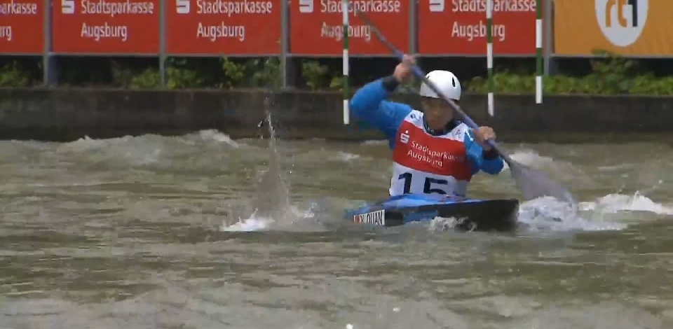 Xin Quan, China - Men's Kayak Semi-Final / 2024 ICF Canoe Slalom World Cup Augsburg Germany