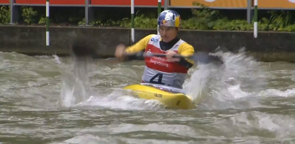Peter Kauzer Slovenia Men's Slalom Final / 2024 ICF Canoe Slalom World Cup Augsburg Germany