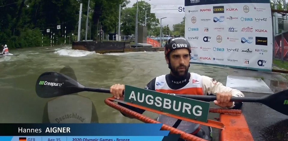 Hannes Aigner Germany Men's Slalom Final / 2024 ICF Canoe Slalom World Cup Augsburg Germany