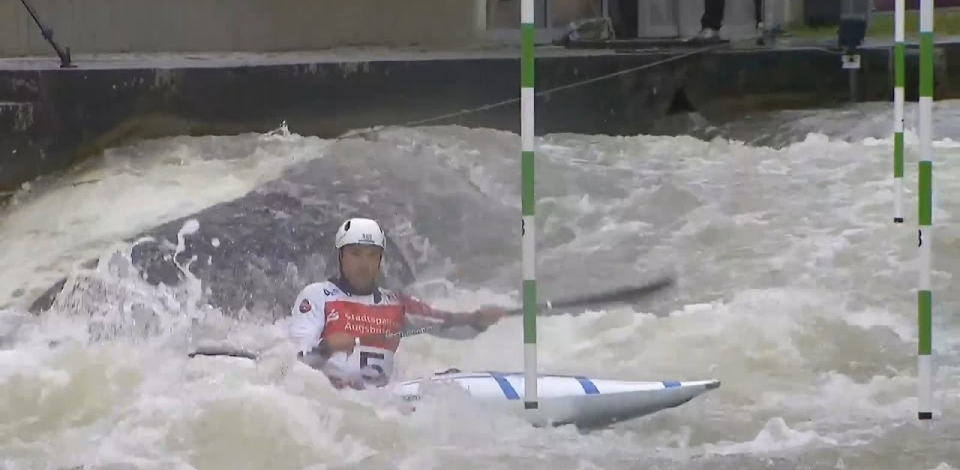 Martin Dougould, Switzerland - Men's Kayak Semi-Final /  2024 ICF Canoe Slalom World Cup Augsburg