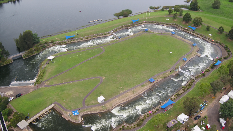 Aerial Penrith canoe slalom course 