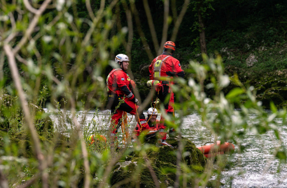 Rescuers wait alongside Vrbas banks in Banja Luka Banja Luka Bosnia