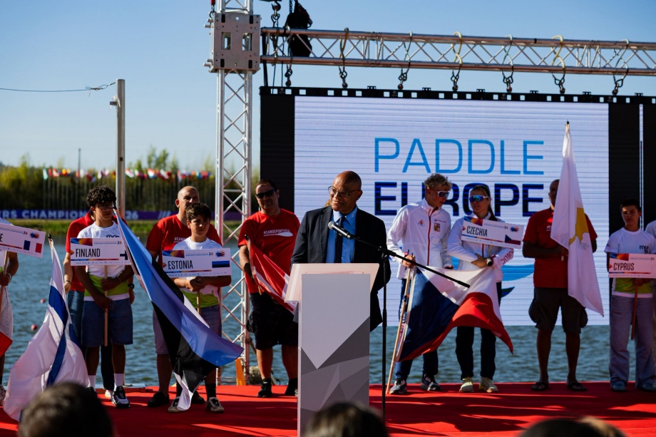 Paddle Europe President Jean Zoungrana speaks in Montemor-o-Velho Paddle Europe President Jean Zoungrana Montemor o Velho 2026