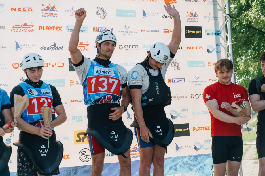 Etienne Klatt and Charles Ferrion starred in the men's C2 Etienne Klatt and Charles Ferrion France wildwater canoeing Bratislava 2026 podium