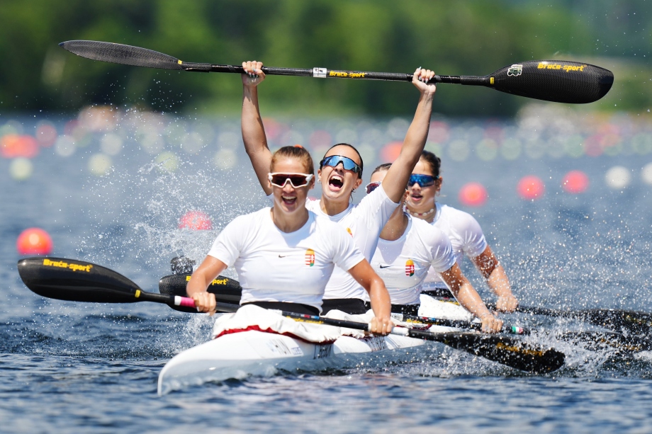 Hungary take gold in the women's junior K4 hungary junior k4 gold