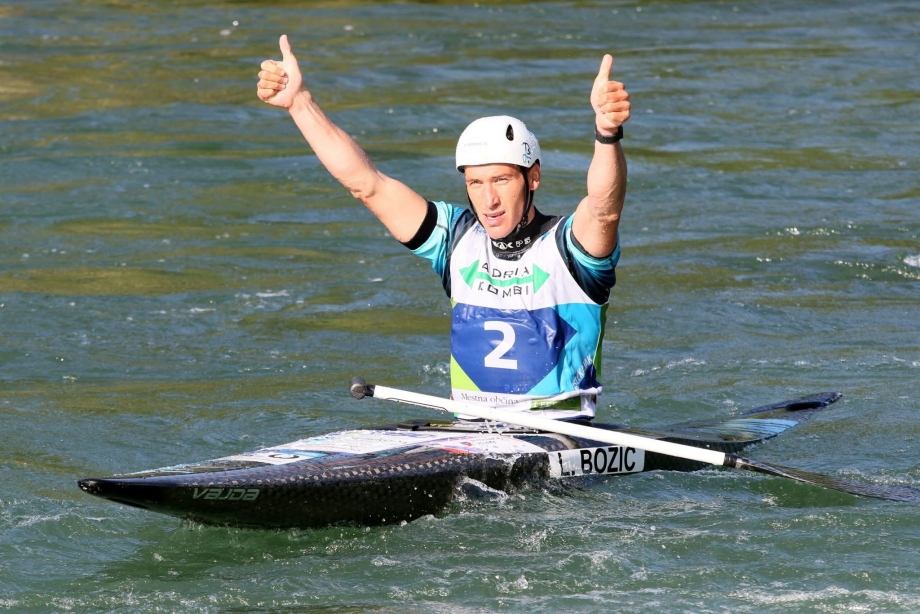 Luca Bozic triumphed on home waters Luca Bozic 2026 slalom slovenia tacen