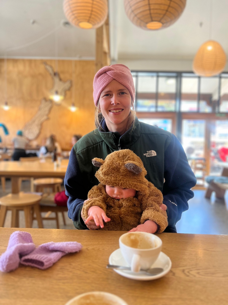 Martina wegman and her son on a hike in New Zealand Martina Wegman and son image