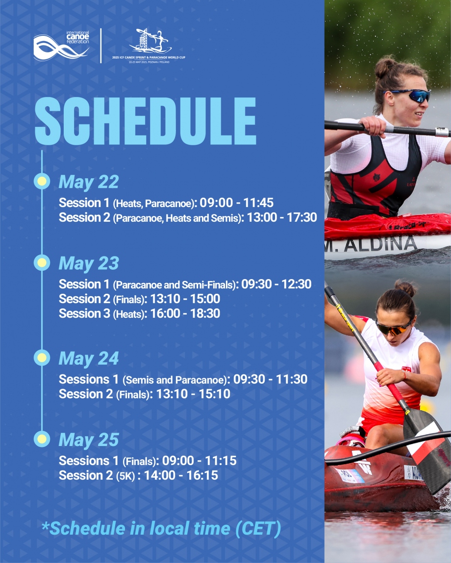 Poznan 2025 canoe kayak sprint streaming schedule
